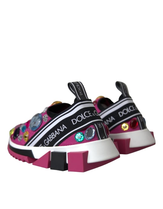 Dolce & Gabbana Roze Sorrento Kristallen Sneakers Schoenen - Image 4
