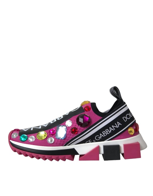 Dolce & Gabbana Roze Sorrento Kristallen Sneakers Schoenen - Image 5