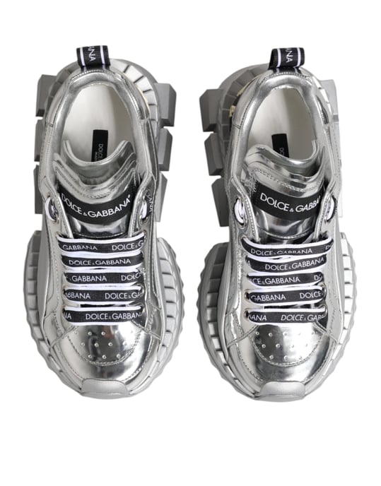 Dolce & Gabbana Silverläder Super Queen Sneakers Skor - Image 3