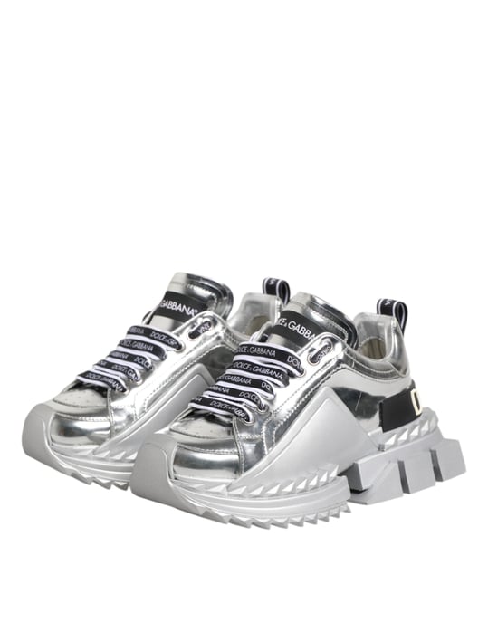 Dolce & Gabbana Silverläder Super Queen Sneakers Skor - Image 4