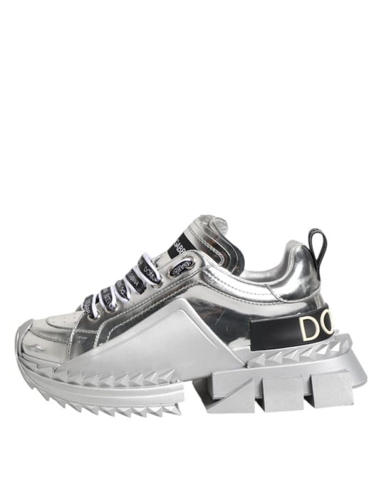 Dolce & Gabbana Silverläder Super Queen Sneakers Skor - Image 6