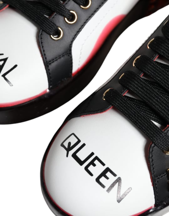 Dolce & Gabbana Witte Rode Kristallen Leren Portofino Sneakers Schoenen - Image 6