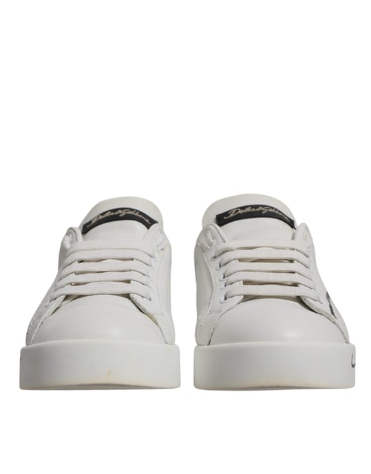 Dolce & Gabbana White Blue Logo Portofino Sneakers Shoes - Image 2