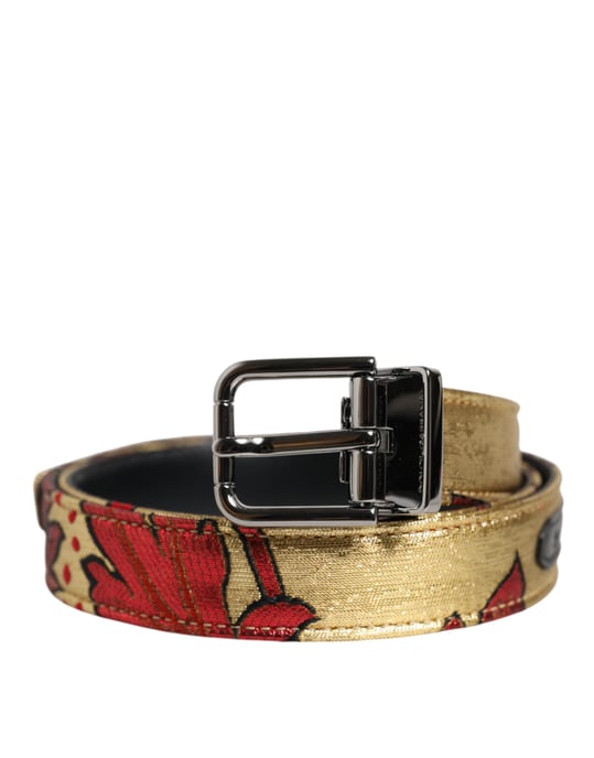 Dolce & Gabbana Gouden Bloemen Jacquard Zilveren Metalen Gesp Rugzak - Image 2