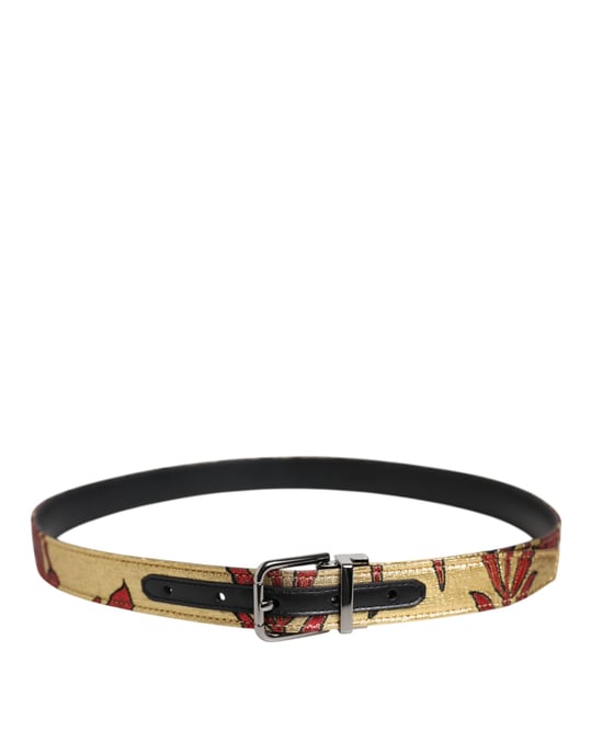 Dolce & Gabbana Gouden Bloemen Jacquard Zilveren Metalen Gesp Rugzak - Image 3