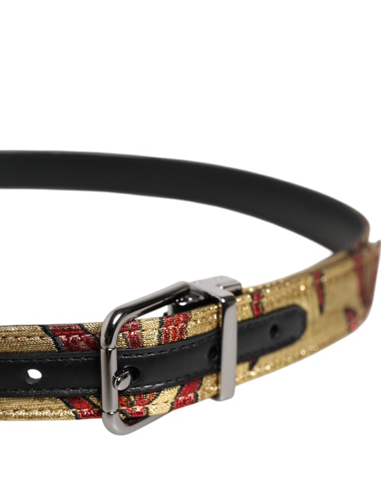 Dolce & Gabbana Gouden Bloemen Jacquard Zilveren Metalen Gesp Rugzak - Image 4