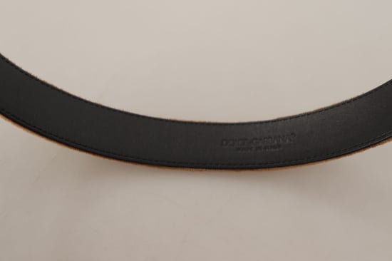 Dolce & Gabbana Brown Velvet Bronze Vintage Logo Metal Buckle Belt - Image 6