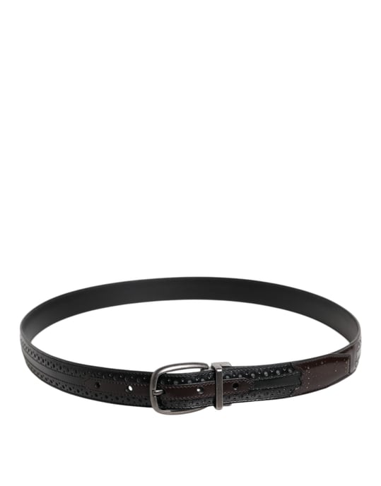 Dolce & Gabbana Svart Brunt Läder Klassisk Metallspänne Bälte - Image 3