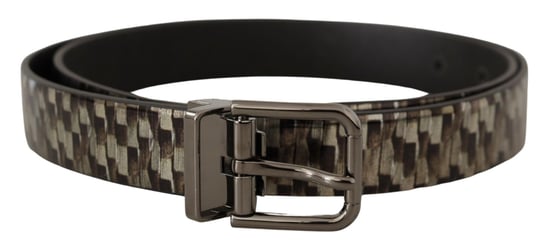 Dolce & Gabbana Bruin Visgraat Leren Grijze Riem - Image 1