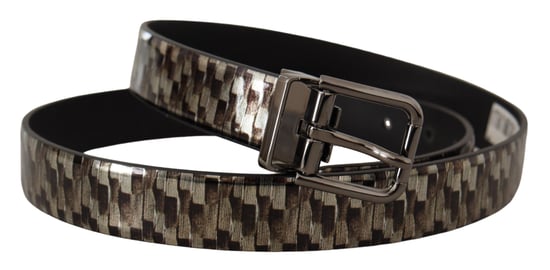Dolce & Gabbana Bruin Visgraat Leren Grijze Riem - Image 2