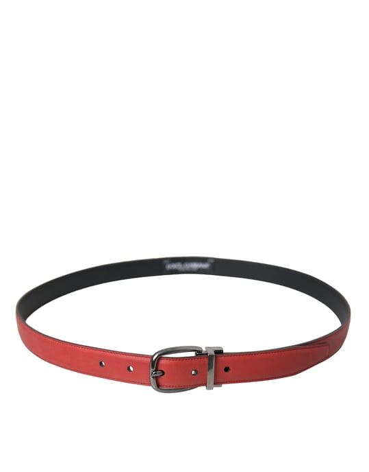 Dolce & Gabbana Röd Läder Silvermetall Spänne Bälte Herr - Image 2
