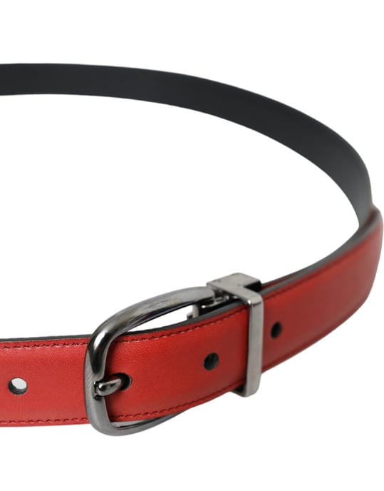 Dolce & Gabbana Röd Läder Silvermetall Spänne Bälte Herr - Image 4