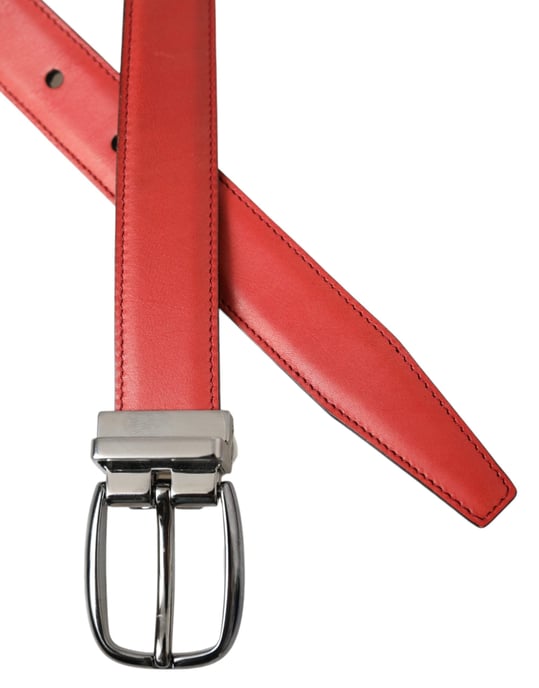 Dolce & Gabbana Röd Läder Silvermetall Spänne Bälte Herr - Image 5