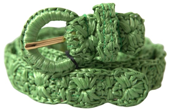 Dolce & Gabbana Green Viscose Weaved Skinny Waist Belt - Image 1