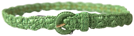 Dolce & Gabbana Green Viscose Weaved Skinny Waist Belt - Image 2