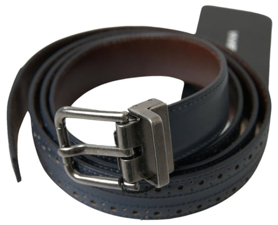 Dolce & Gabbana Blauwe Leren Perforated Metalen Gesp Ceintuur - Image 2