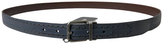Dolce & Gabbana Blauwe Leren Perforated Metalen Gesp Ceintuur - Image 3