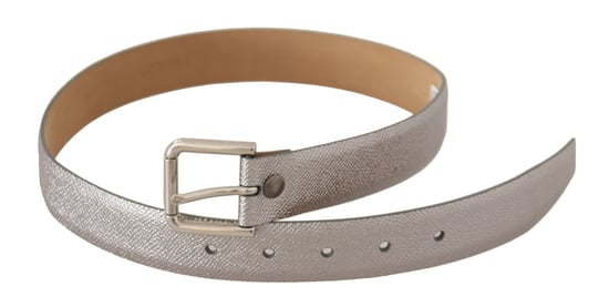 Dolce & Gabbana Metallisk Silverläder Bälte med Metallspänne - Image 2
