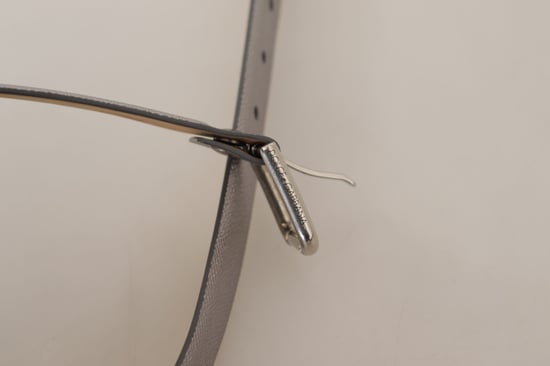 Dolce & Gabbana Metallisk Silverläder Bälte med Metallspänne - Image 4