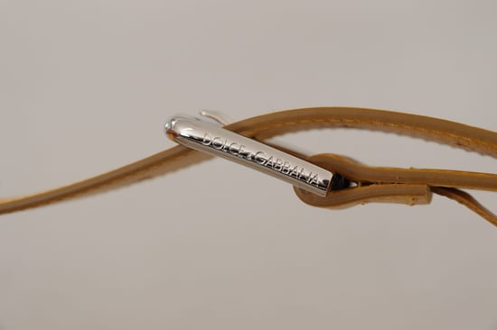 Dolce & Gabbana Gele Leren Zilver Tonen Logo Metaal Gesp Riem - Image 6