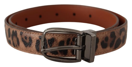Dolce & Gabbana Brown Leopard Embossed Leather Buckle Belt - Image 1