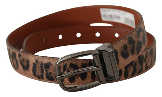 Dolce & Gabbana Brown Leopard Embossed Leather Buckle Belt - Image 2
