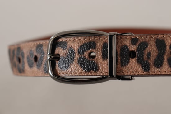 Dolce & Gabbana Brown Leopard Embossed Leather Buckle Belt - Image 4