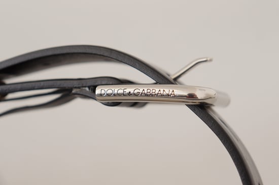Dolce & Gabbana Black Leather Eyelet Silver Tone Metal Buckle Belt - Image 5