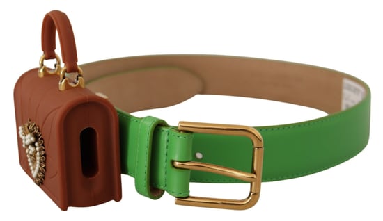 Dolce & Gabbana Groene Leren Devotie Hart Micro Tas Hoofdtelefoon Riem - Image 1