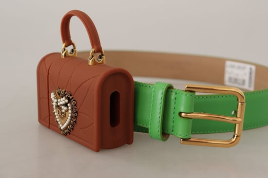 Dolce & Gabbana Groene Leren Devotie Hart Micro Tas Hoofdtelefoon Riem - Image 2