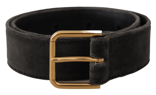 Dolce & Gabbana Brun Sammet Guldton Logometall Midjebälte med Spänne - Image 1