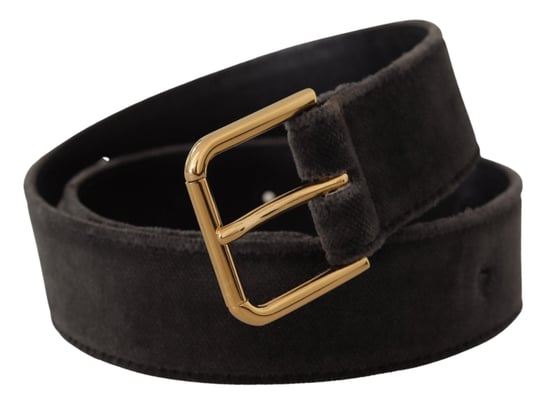Dolce & Gabbana Brun Sammet Guldton Logometall Midjebälte med Spänne - Image 2