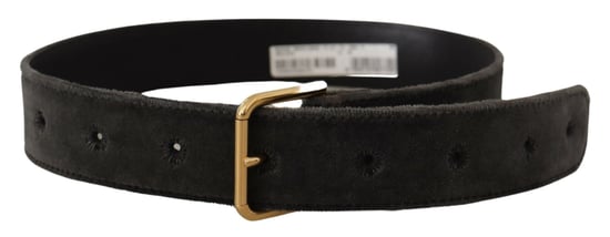 Dolce & Gabbana Brun Sammet Guldton Logometall Midjebälte med Spänne - Image 3