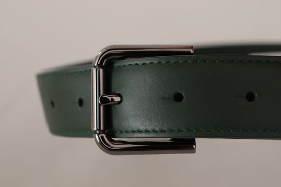 Dolce & Gabbana Army Green Leather Logo Metal Waist Buckle Belt - Image 4