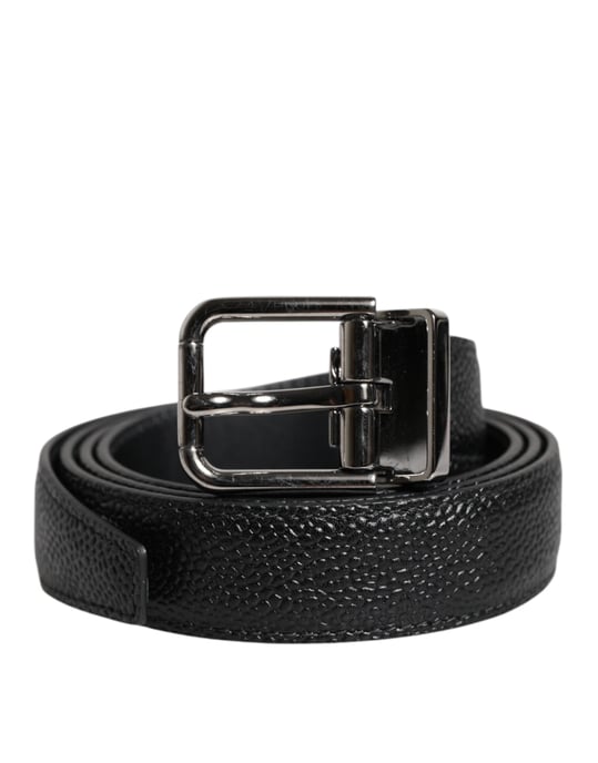 Dolce & Gabbana Svart Kalvskinn Klassisk Metallspänne Bälte - Image 2