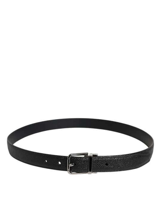 Dolce & Gabbana Svart Kalvskinn Klassisk Metallspänne Bälte - Image 3