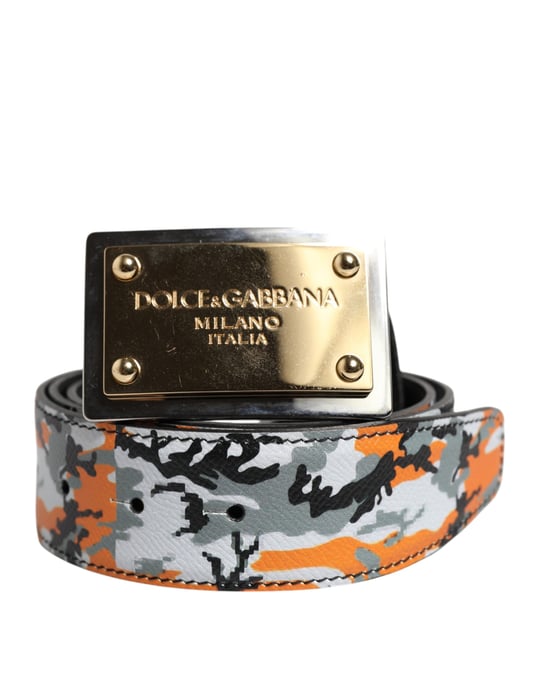Dolce & Gabbana Multicolor Camouflage Metal Logo Buckle Belt - Image 1