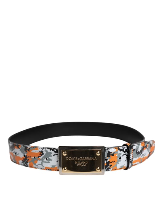 Dolce & Gabbana Multicolor Camouflage Metal Logo Buckle Belt - Image 3
