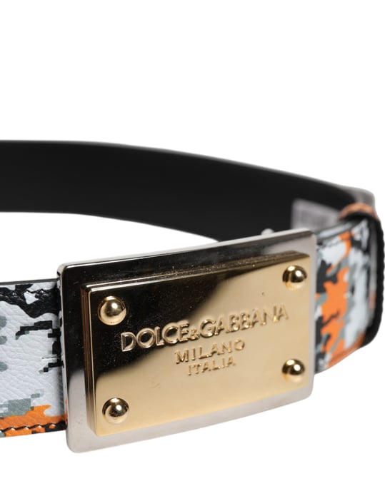 Dolce & Gabbana Multicolor Camouflage Metal Logo Buckle Belt - Image 4