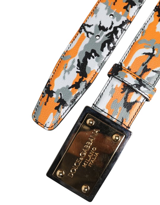 Dolce & Gabbana Multicolor Camouflage Metal Logo Buckle Belt - Image 5