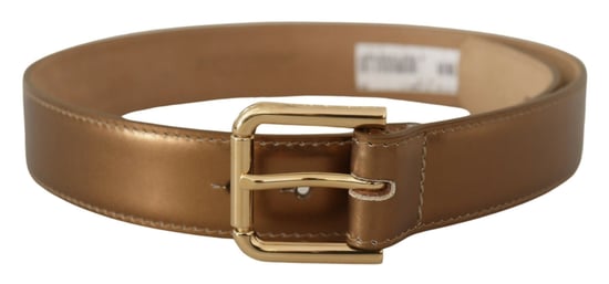 Dolce & Gabbana Bronze Leather Gold Logo Engraved Waist Buckle Belt - Image 1