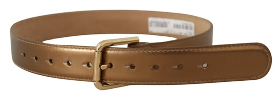 Dolce & Gabbana Bronze Leather Gold Logo Engraved Waist Buckle Belt - Image 2