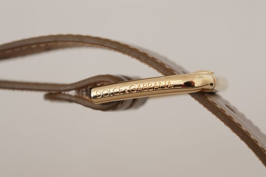 Dolce & Gabbana Bronze Leather Gold Logo Engraved Waist Buckle Belt - Image 3