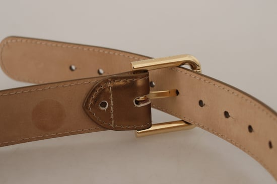 Dolce & Gabbana Bronze Leather Gold Logo Engraved Waist Buckle Belt - Image 4