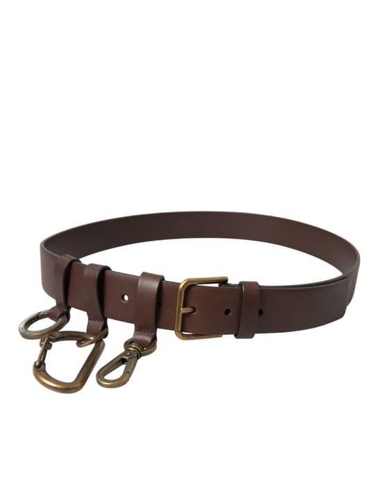 Dolce & Gabbana Brun Kalvskinn Guldmetallspänne Bälte - Image 5