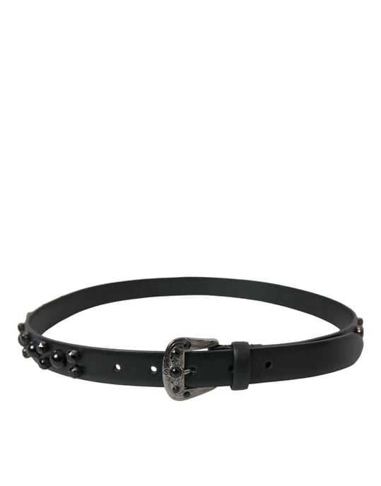 Dolce & Gabbana Zwart Versierd Leren Gegraveerde Boucle Tailleband - Image 1