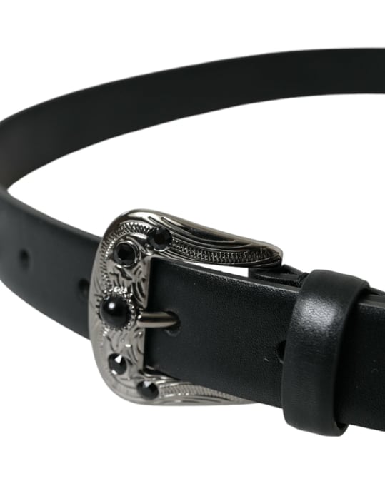 Dolce & Gabbana Zwart Versierd Leren Gegraveerde Boucle Tailleband - Image 2