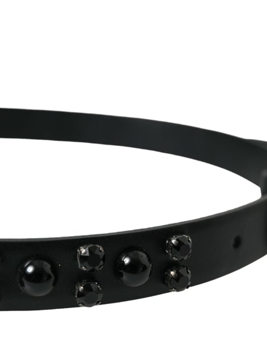 Dolce & Gabbana Zwart Versierd Leren Gegraveerde Boucle Tailleband - Image 4