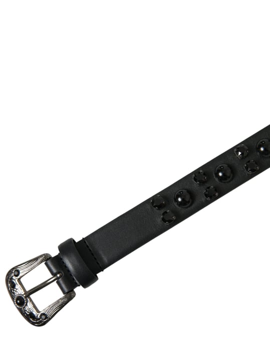 Dolce & Gabbana Zwart Versierd Leren Gegraveerde Boucle Tailleband - Image 5