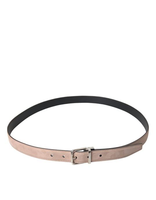 Dolce & Gabbana Beige Suede Leather Silver Buckle Belt Men - Image 2